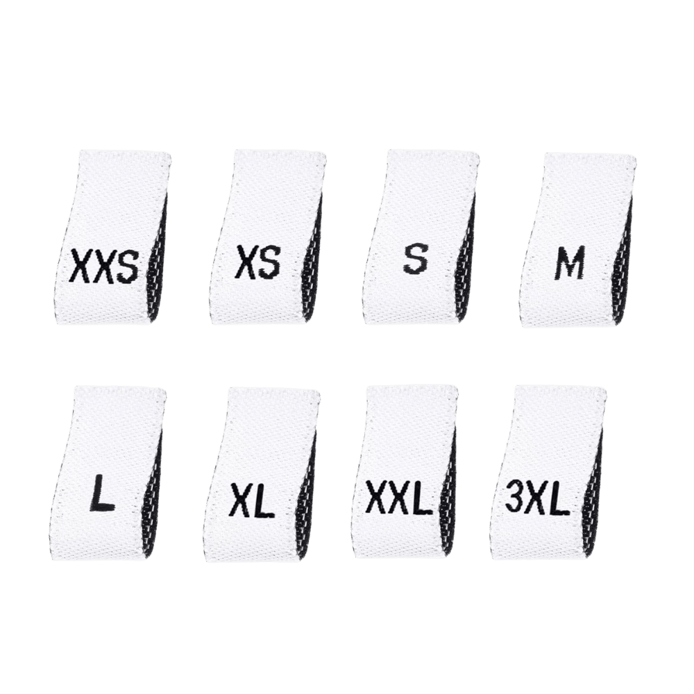XXS-XXXL Maat Etiketten (8x100 stuks)