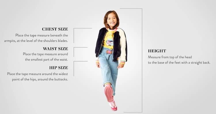 Kids clothing sizes