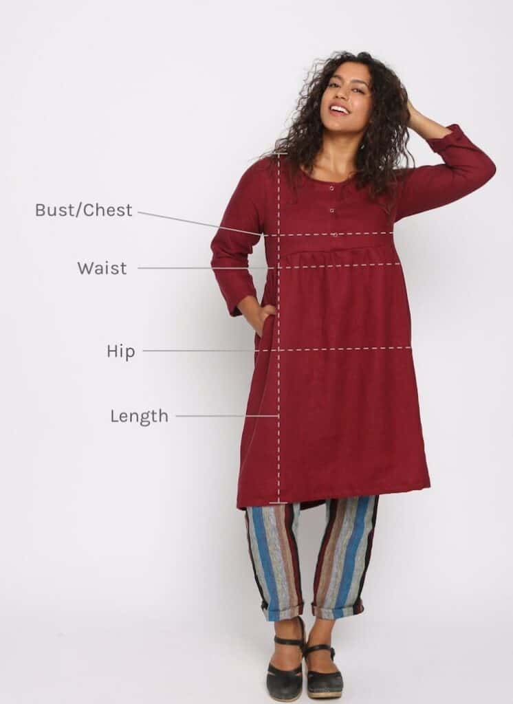 Kurti Size Chart - From XS to XXXXL Measurement Chart